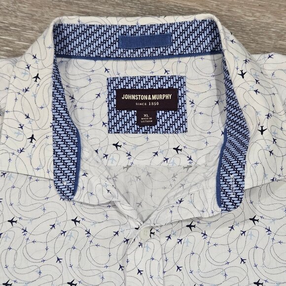 Johnston & Murphy XL Tailored Fit Airplane Print Shirt ✈️ Premium Cotton - Picture 2 of 8